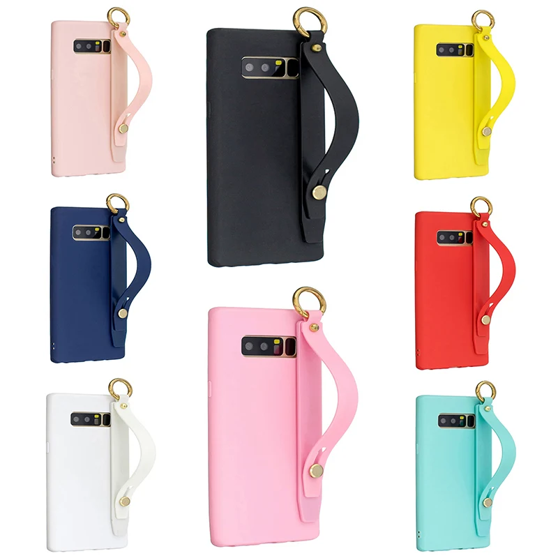 

Candy Color Soft TPU Case For Samsung Galaxy S9 S6 S7 Edge S8 S10 Plus S10e Note 8 9 10 Pro Wrist Strap Holder Phone Back Cover