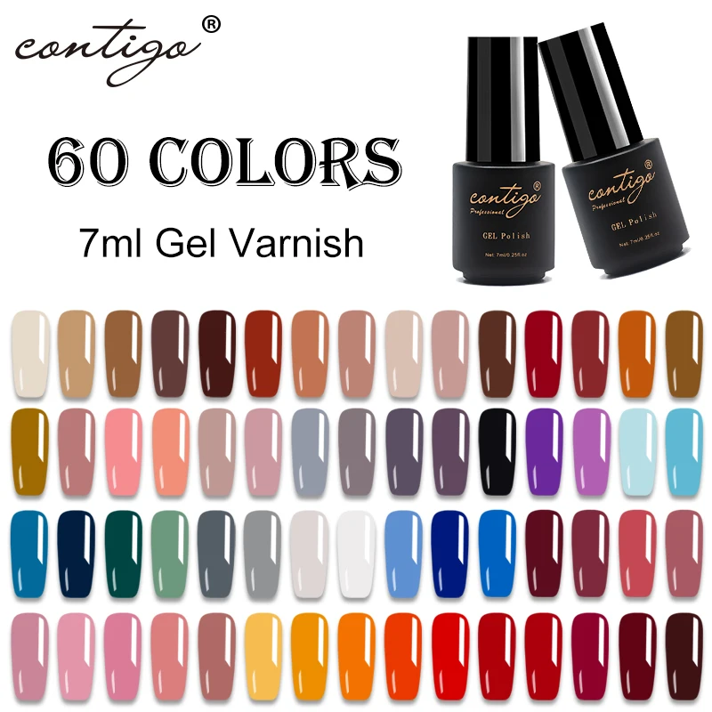 60 цветов набор гель-лаков es Nails Art Полупостоянный УФ-эмалевый лак Толстая основа и верхнее покрытие Гель-лак для ногтей дизайн геллак