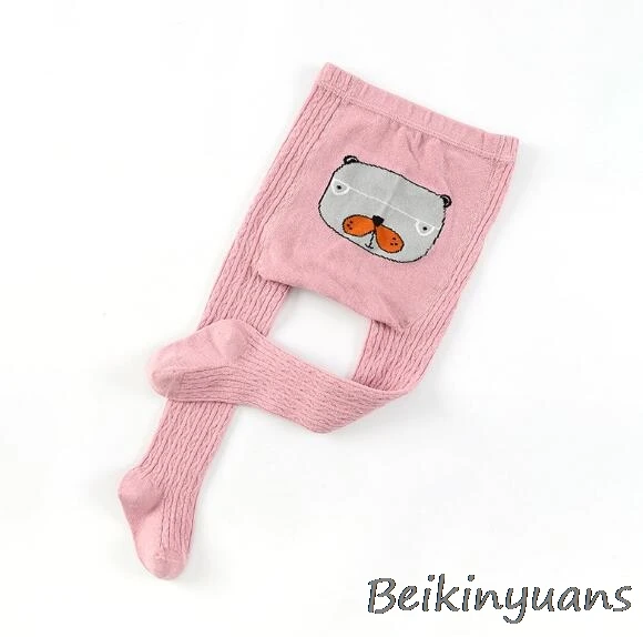 Pink Детские хлопковые Модные Колготки с рисунком лисы и кролика, детские теплые колготки на весну и осень - Цвет: Pink