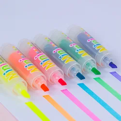 Mini bolígrafo fluorescente portátil Kawaii, marcador, Juego de dibujo artístico, regalo para niños, papelería, suministros escolares, 6 unids/paquete