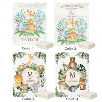 LVYZIHO Jungle Animals Boys | Girl Birth Stats Custom Name Blanket Baby Blanket – 30×40 / 48×60 / 60×80 Inches – Fleece Blanket