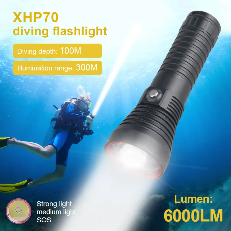 White/Yellow 3 Mode light Professional Diving Flashlight IP8-Rated Waterproof 26650 Tactics Torch Underwater 100M
White/Yellow 3 Mode light Professional Diving Flashlight IP8-Rated Waterproof 26650 Tactics Torch Underwater 100M