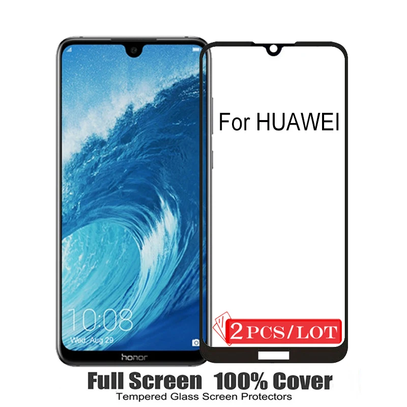 Protector de pantalla de vidrio templado para Huawei Y6 Y7 2019, película protectora de seguridad para Huawei Y5 Y9 2019, Huawei Y6 Y 6 7 9, 2 uds.