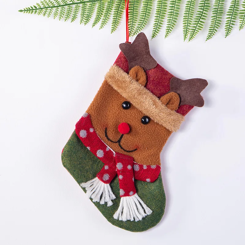 Christmas Xmas Tree Hanging Party Tree Decor Santa Sock Gift Candy Bags Lovely Gift Bag For Children Fireplace Tree - Цвет: Milu deer 2pairs