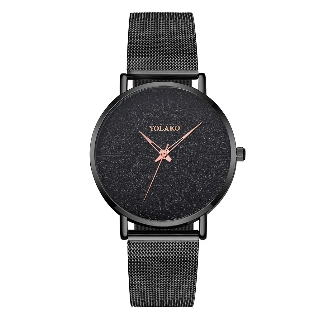 YOLAKO Men's Watch Luxury Brand Ultra-thin Alloy Mesh Belt Fashion Frosted Three-needle Wrist Watch relogio masculino