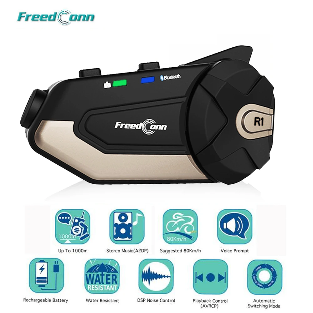  R1 WiFi Motorcycle Intercom 1080P HD Camera Motorcycle Bluetooth 4.1 Helmet Headset Intercom Interc
