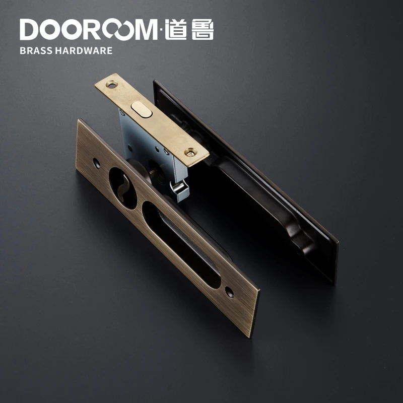 Dooroom латунный раздвижной дверной замок современный американский Push Pull Скрытая