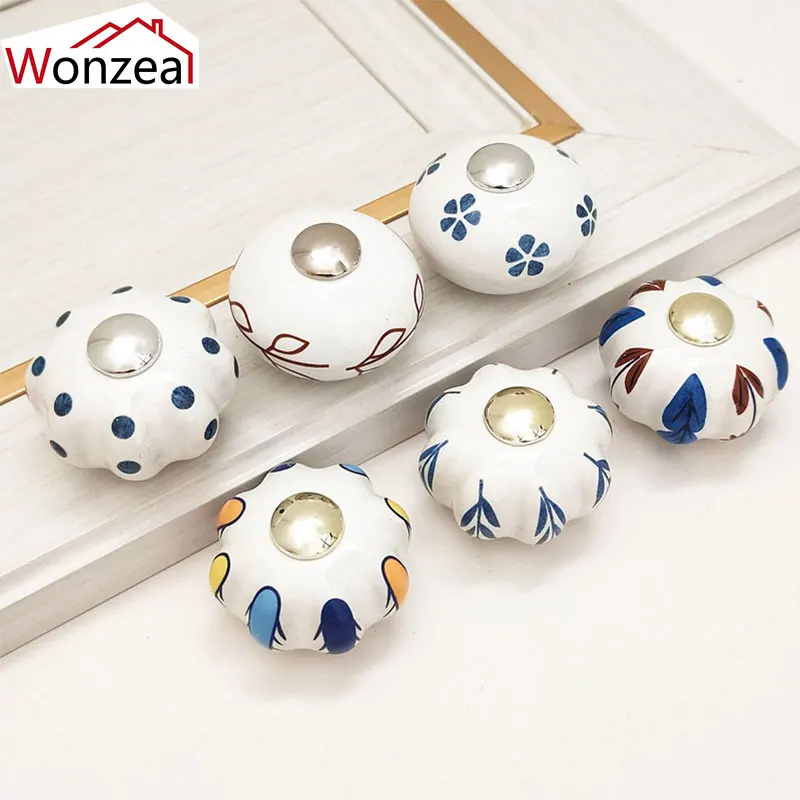 

5PCS 40MM Ceramic Knobs Cute Furniture Handles Drawer Cupboard Kitchen Pull Children Room Dresser Wardrobe Knobs