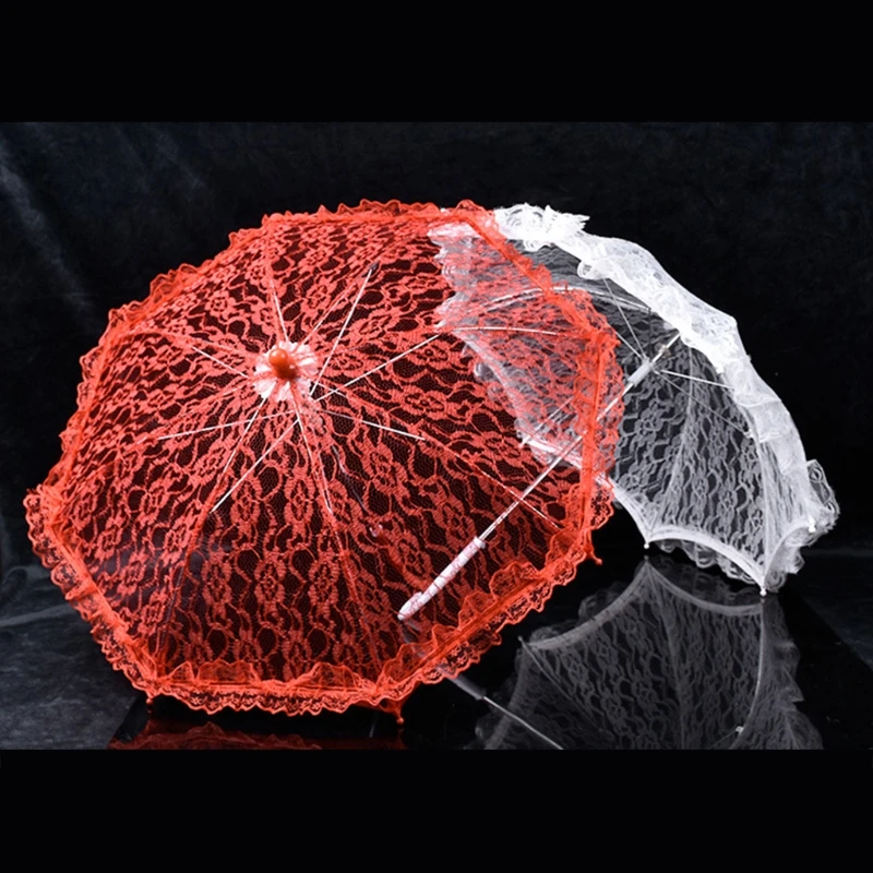 New 42cm Mini Vintage Lace Umbrella Small Wedding Umbrella for Bride Wedding Gift Kids Stage Performance Decoration 7 Styles