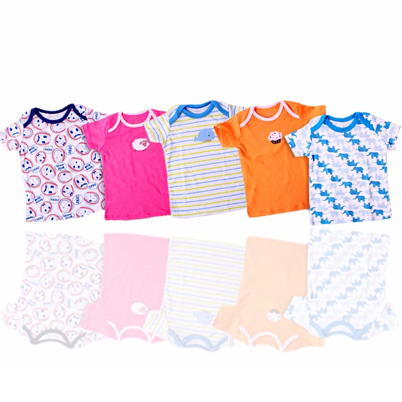 5 Pieces /Lot NewBorn 0-24M Baby Short t-Shirts Infant Babes Clothes Boys Girls T Shirt New born Babies Tops Toddlers Tees | Детская