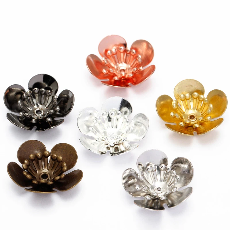 10pcs 16x6mm Copper Flowers Base Setting Filigree Wraps Connectors Charm Findings Accessories for Jewelry Making DIY