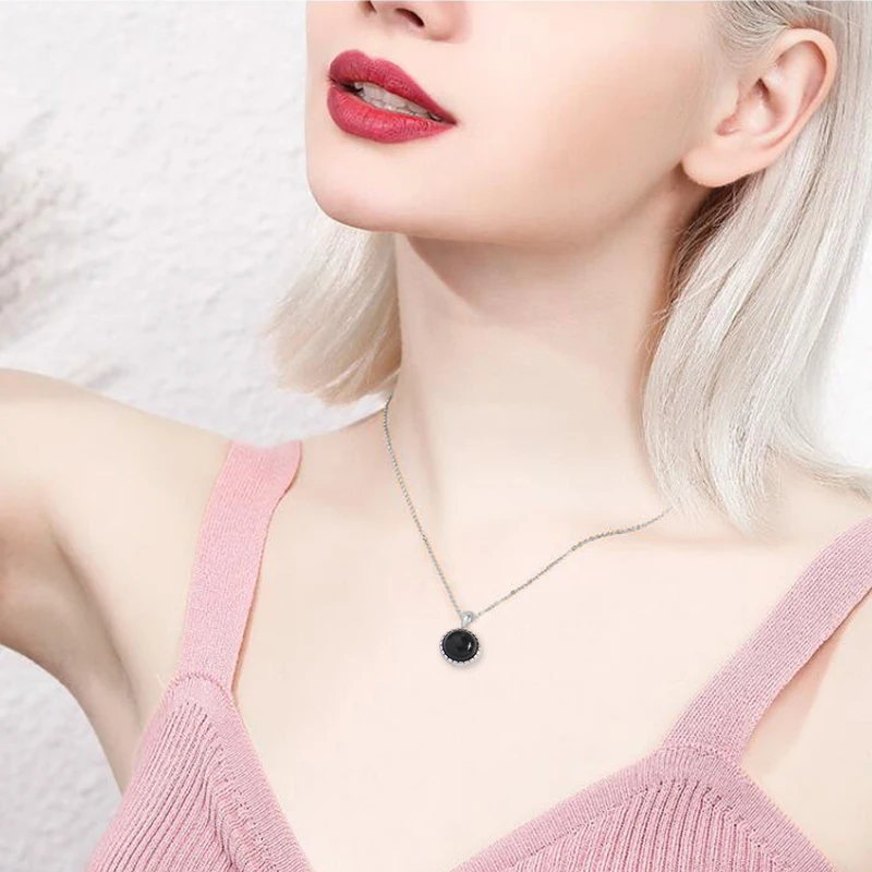Pendant necklace silver necklace pendant natural stone necklaces jade crystal amethyst labradorite malachite opal 925 sterling silver for woman man couple