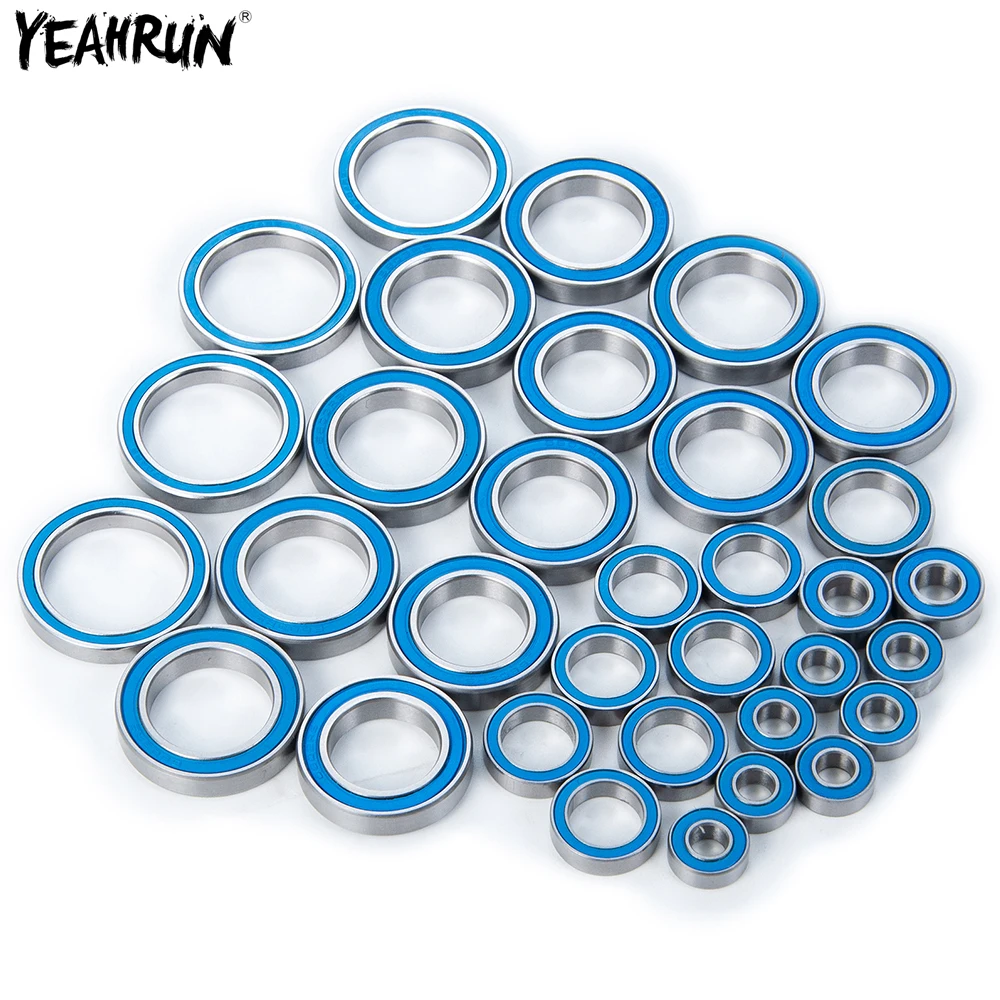 YEAHRUN 33Pcs RC Wheel Hub Ball Bearing Chrome Steel Blue Rubber Sealed Bearings Set For Traxxas 8s X-Maxx Car Upgrade Parts | Игрушки и