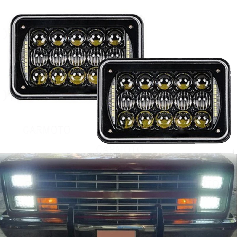 Offroad Front Headlamps square led headlight bulb 6x7inchrectangular truck kit for Jeep Cherokee XJ GMC Chevrolet | Автомобили и