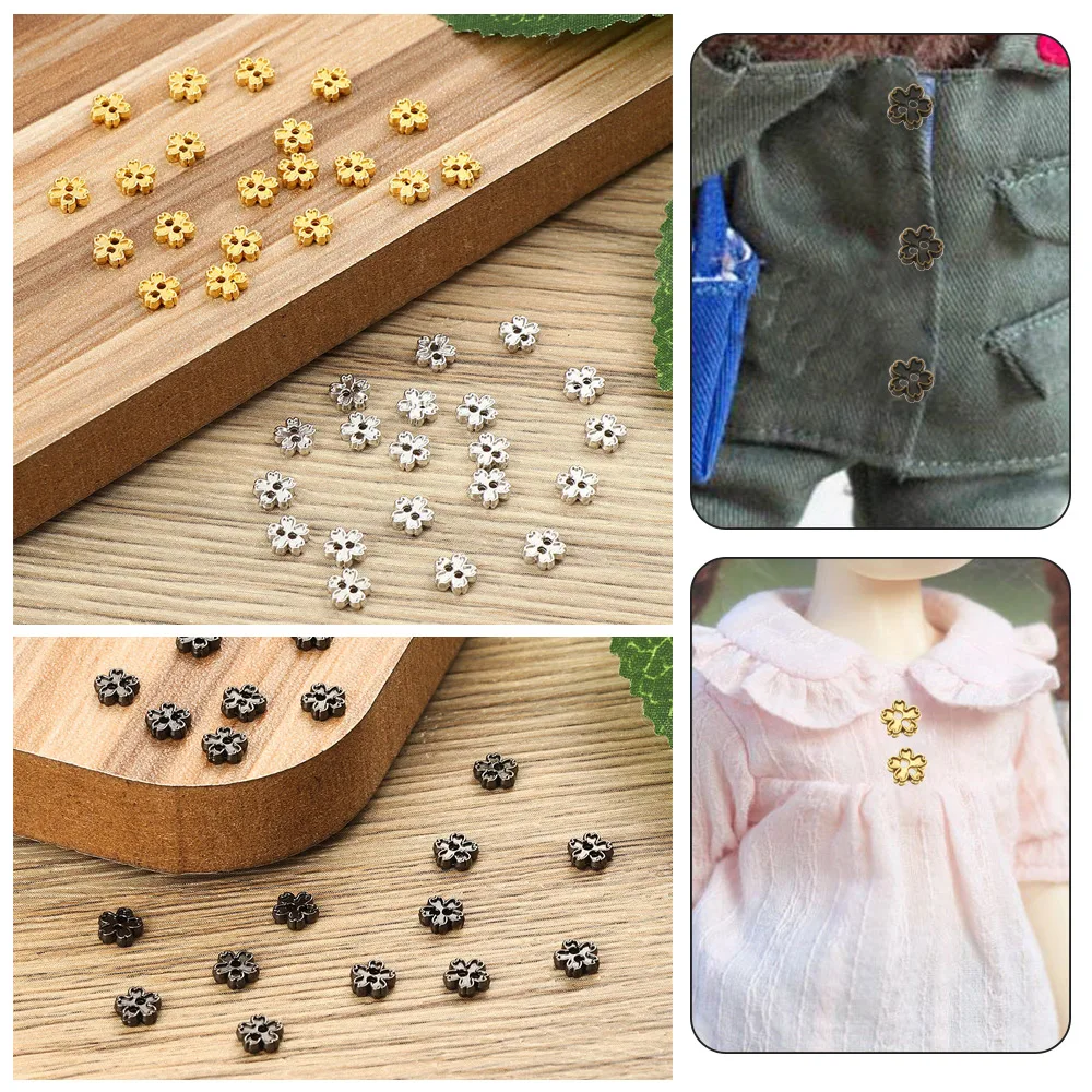 Metal Flower Buttons for DIY Doll Clothes Mini 5mm Toy Dolls Decoration Buckles Doll Handmade Sewing Clothing Accessories 20Pcs doll clothes accessories