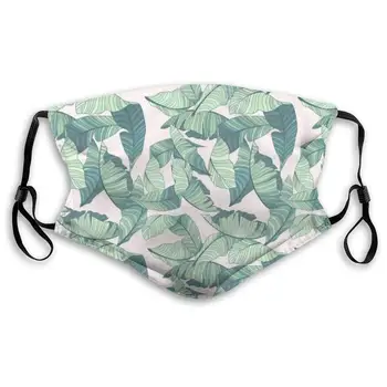 

Green Palm Tree Leaves Pink Printed Dust Mouth Mask With Replaceable Filter, Reusable Breathable Mask For Women And Men