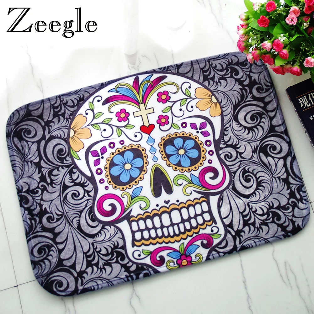 Zeegle Floor Mat Anti Slip Doormat Flannel Soft Foot Mat Washable Living Room Rug Hallway Floor Rug Absorbent Bathroom Door Mat