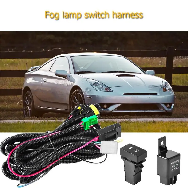 

H11 Fog Light Lamp Wiring Harness Sockets Wire+Switch with LED indicators AT 12V 40A Relay Kit for Corolla Land Cruiser