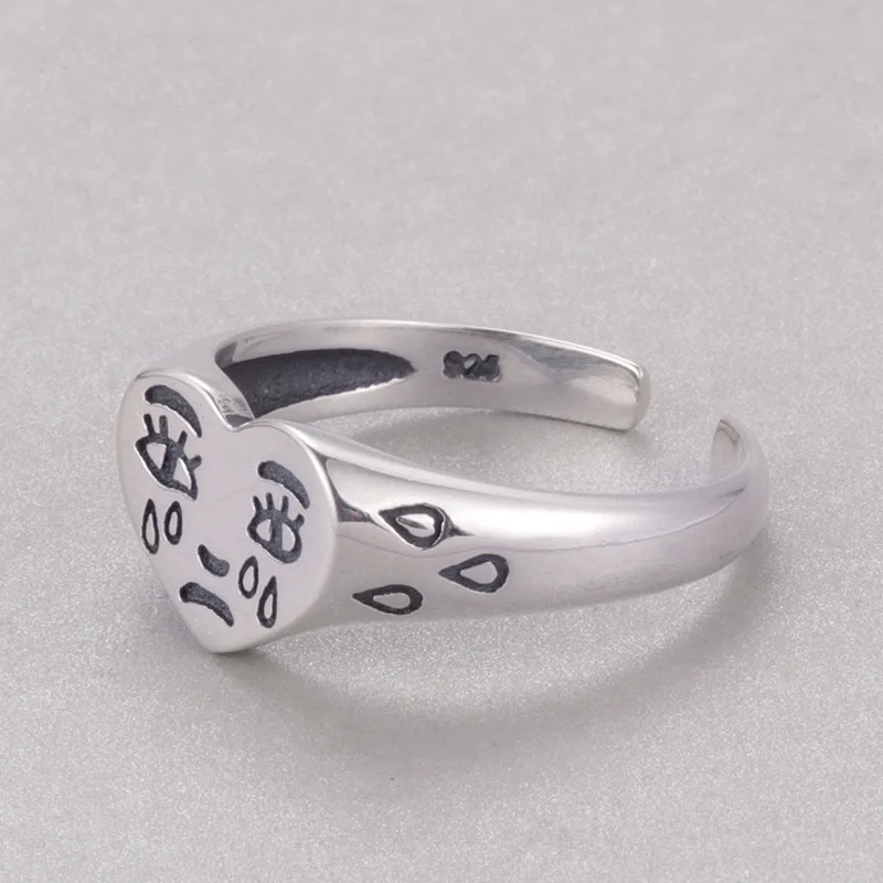 Creative Cry Face Rings for Women Trendy Female Opening Resizable Ring Jewelry Party Bar Night Club Punk Ring Gifts