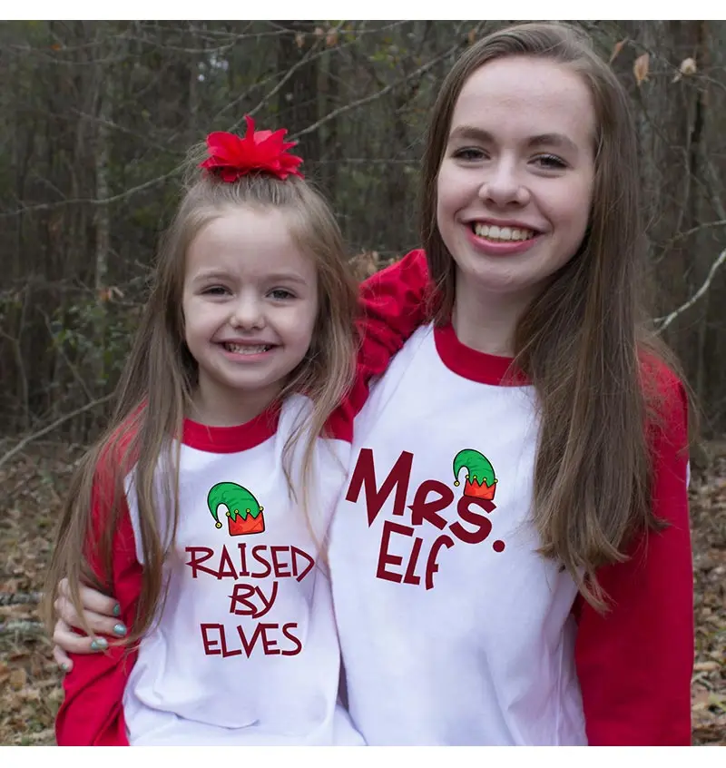 Mr Mrs elf/семейная длинная футболка для папы, мама и я, Одинаковая одежда для мамы и дочки, папы и сына одежда для мамы, маленьких мальчиков и девочек