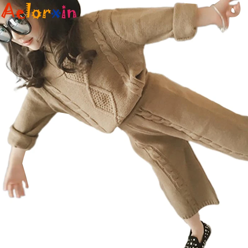 

Kids Girls Clothes Sets Two-piece Sweater+Pants Autumn 2 5 7 8 9 Years Baby Girl Clothes Warm Outfit Set Children's Suit