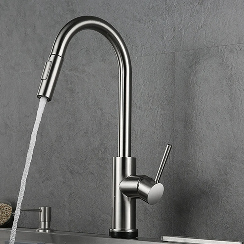  Stainless Steel Sensor Kitchen Faucets Black Inductive Sensitive Faucet Mixer Tap Single Handle Dua - 4000130736766