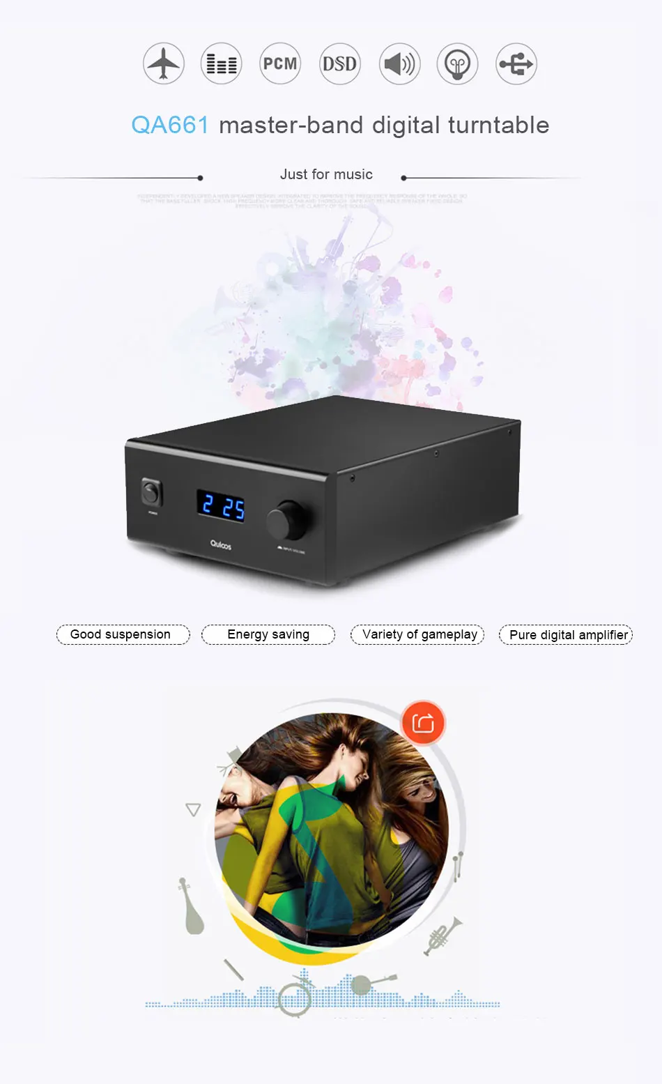 Quloos QLS QA690 HiFi усилитель профессиональный высококачественный цифровой DSD 24/192 Бесплатный декодирующий усилитель мощности