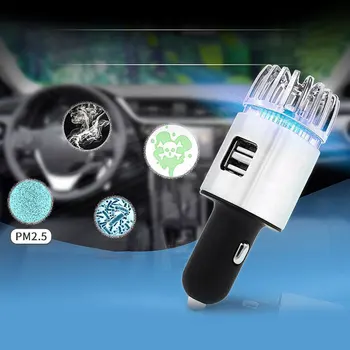 

Car Air Purifier Ionizer 12V Dual USB Plug-in Ionic Anti-Microbial Car Deodorizer Remove Smoke Pet Odors Eliminator for Car