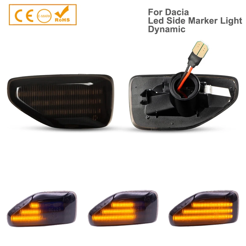 2pcs LED Dynamic Side Marker Turn Signal Light For Dacia Logan II 2012 Sandero II 2012 Duster 2018 Amber Indicator Repeater Lamp