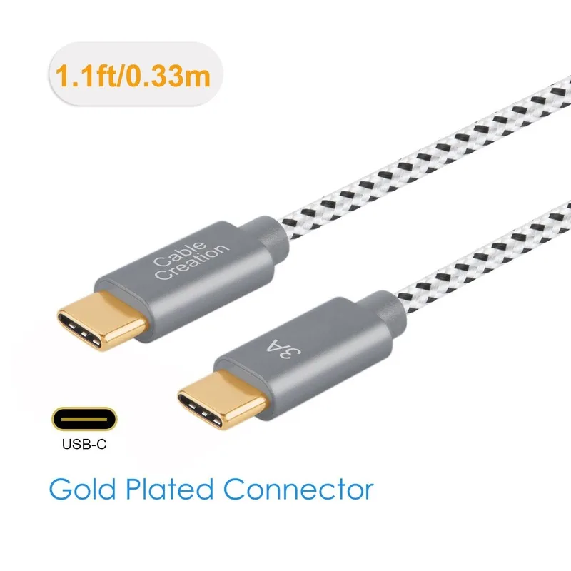 Кабель usb type-C(3A), короткий USB 2,0 type-C с хлопковой оплеткой для быстрой зарядки, совместимый MacBook(Pro