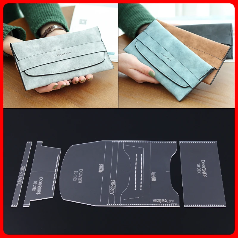 1 комплект ручной работы из кожи и шаблон DIY кожаный бумажник акриловые оргстекла