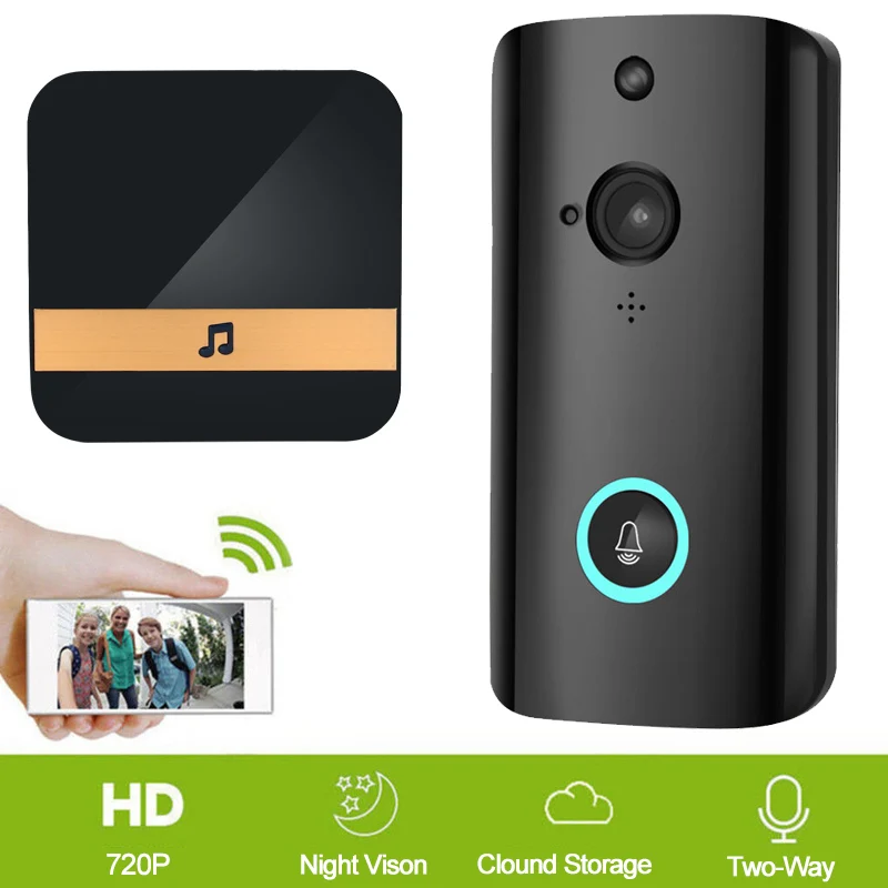 

Universal Smart Wifi Doorbell Intercom Visual Ring Camera with Ding-Dong Wide Angle IR-CUT Home Security Night Vision