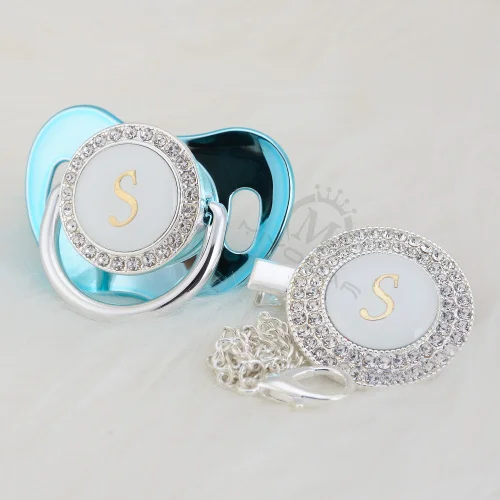 LS-10-1 0-6M MIYOCAR имя инициалы Буквы S элегантная Серебряная коллекция bling соска и пустышка зажим BPA бесплатно пустышка bling SGS пройти LS-1 - Цвет: LS-10-1 0-6M