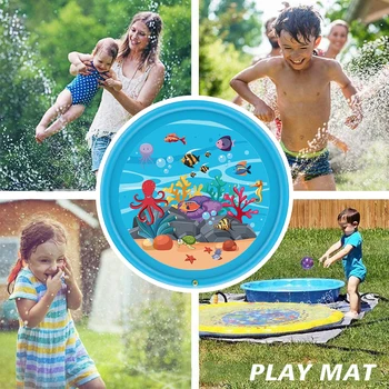 

170cm Inflatable Cartoon For Kids Pool Toy Play Game Outdoor Activities Relaxation Gifts Sprinkle Splash Mat PVC Family Party