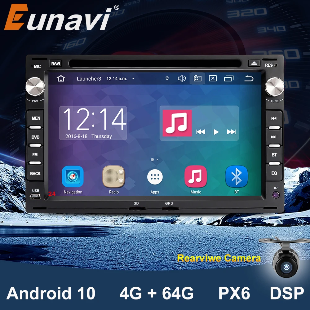 Eunavi 2 Din Android 10 Car DVD Radio multimedia player GPS For VW Volkswagen PASSAT B5 MK4 MK5 JETTA BORA POLO TRANSPORT T5 DSP
