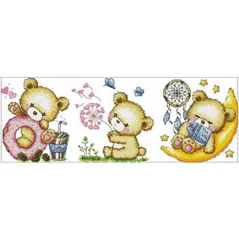

Bear day patterns Counted Cross Stitch 11CT 14CT 18CT DIY Chinese Cross Stitch Kits Embroidery Needlework Sets