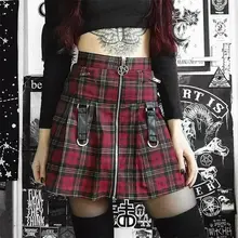 Stylish Ladies Girls Pleated Skirt Summer School High Waist Mini Plaid Skirts Hip Pop Unique Zipper Slim Fit Club Party Buttoms