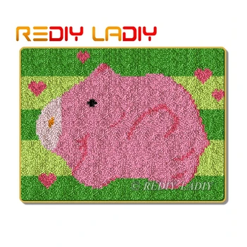 

Latch Hook Rug Kits Crocheting Carpet Rug Red Pig Love Acrylic Yarn Printed Canvas Cushion Mat Crochet Tapestry Hobby & Crafts