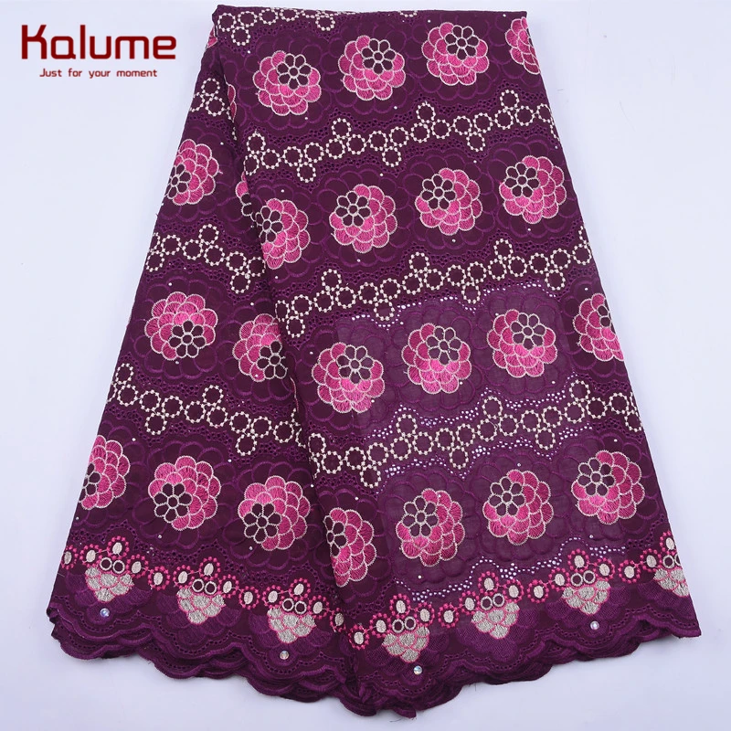 

Kalume African Lace Fabric High Quality Swiss Cotton Lace Fabric With Stones Nigerian Swiss Voile Lace Fabric For Wedding 1938