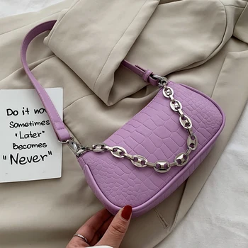 

Vintage Alligator Baguette Shape Bag Luxury Leather Handbag 2020 New Fashion Shoulder Bag Womens Messenger Crossbody Bags