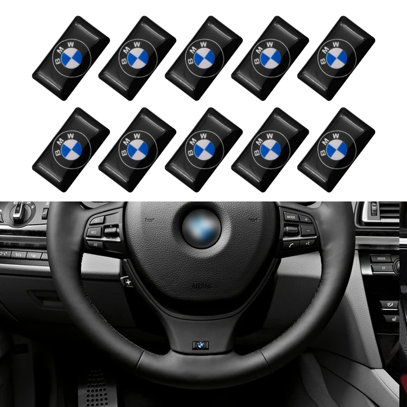 

10 pcs Car styling For Bmw e46 e90 e60 e39 f30 e36 f10 f20 e87 e92 e30 e91 X1 Car steering wheel sticker Car Emblem Badge Sticke