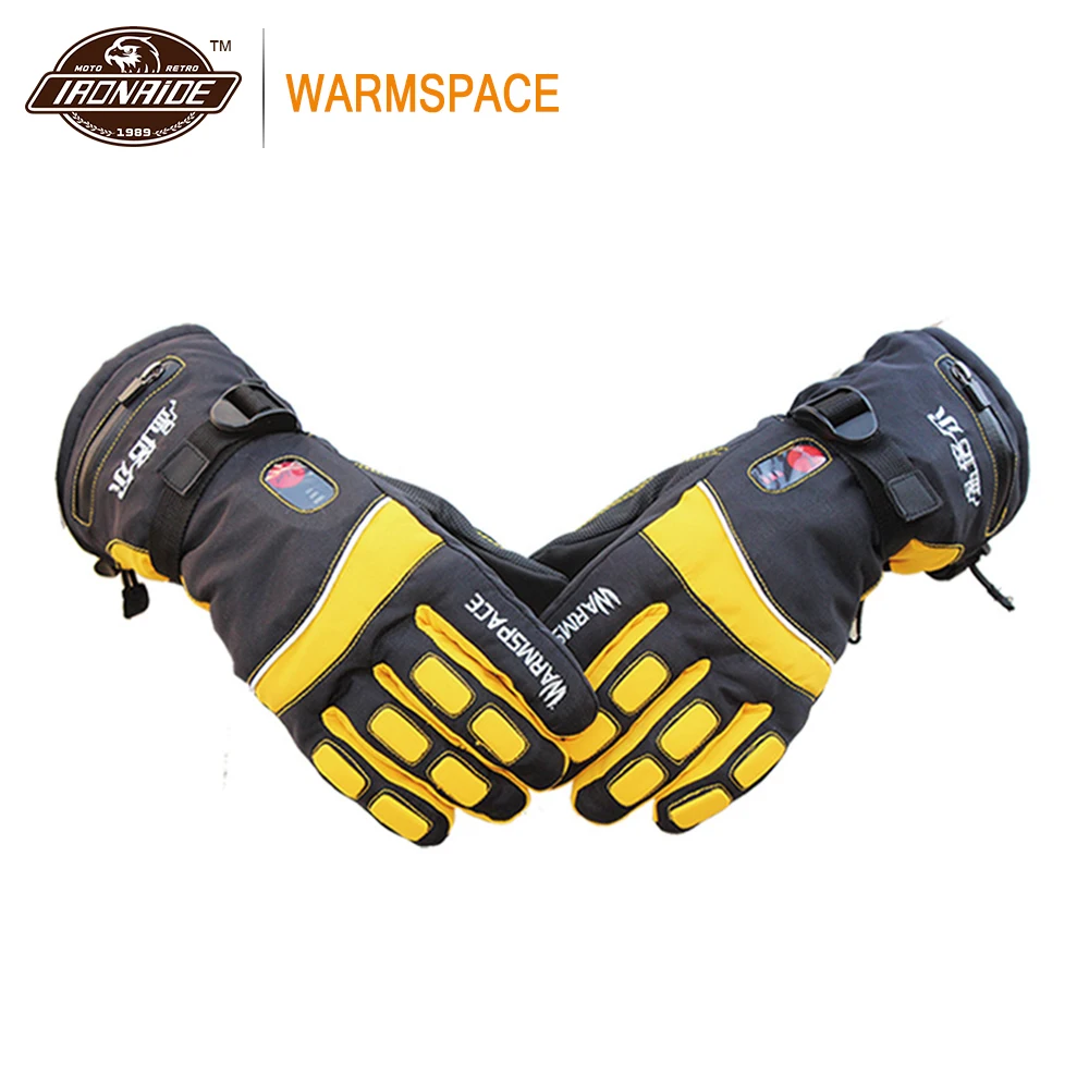 WARMSPACE зимние перчатки с подогревом водонепроницаемые мотоциклетные перчатки с подогревом мото байкерские перчатки для верховой езды для Охота ходьба на лыжах - Цвет: WS-GA800A Yellow