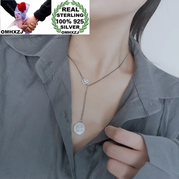 

OMHXZJ Wholesale HA60 European Fashion Woman Birthday Party Gift Smile Round Tassel 100% 925 Sterling Silver Pendant Necklace