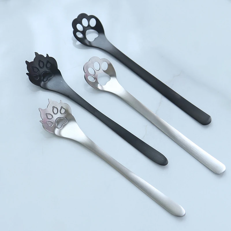 Creative Cute Cat Coffee Spoon 304 Stainless Steel Spoon Cake Dessert Spoon Teaspoon Flatware Gift Tableware Coffee Accessories