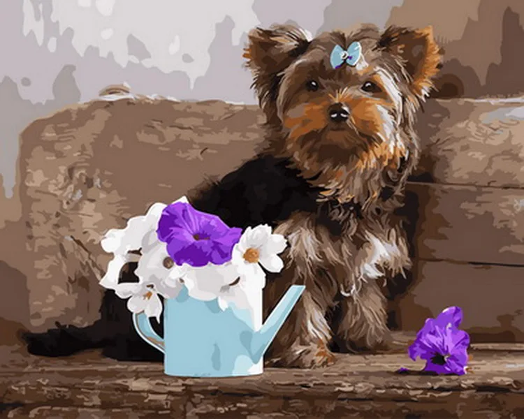 

Frameless painting by numbers animals wall decor diy picture by numbers on canvas for home decor 4050cm dog