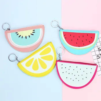 

New Fashion Orange Watermelons Semicircle Wallets 3D Ladies Purse Soft Printing Fruit Bags Children Clothes Pouch For Kids Gift