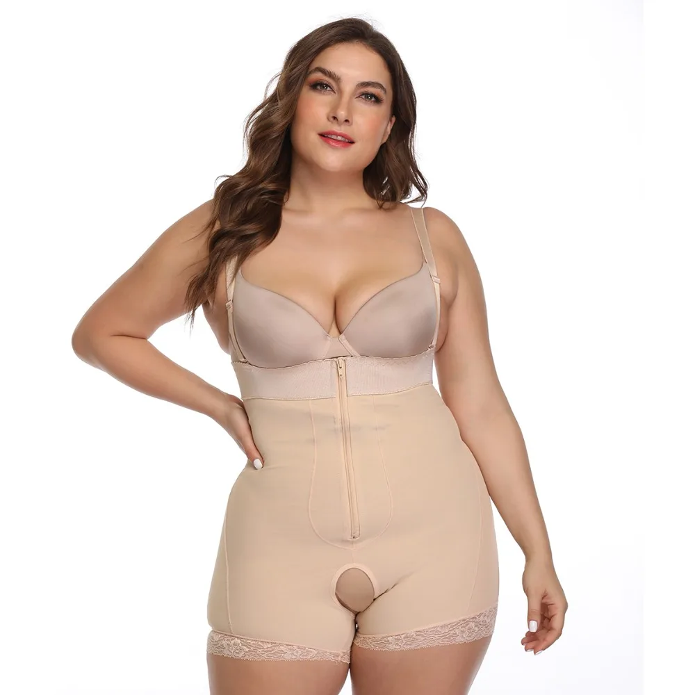 Women Open Crotch Underbust Corset Shapewear Bodysuit Tummy Slimming Sheath Control Pants Belly Corrective Underwear Beige S-6XL (8)