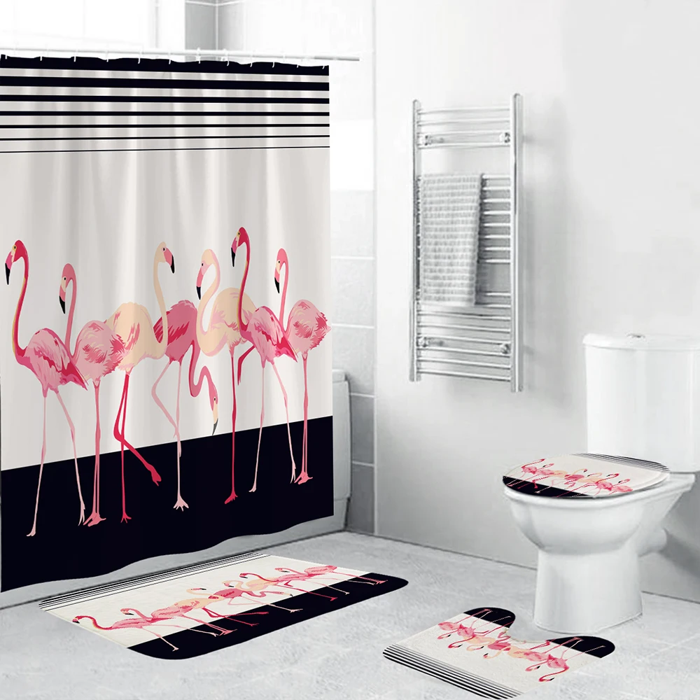 Details about   Waterproof Polyester Fabric Flamingo Bathroom Shower Curtain Sheer Panel 