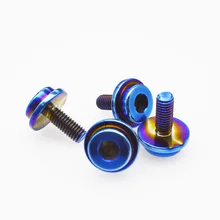 Burnt blue lightweight Gr5 titanium license plate frame screw