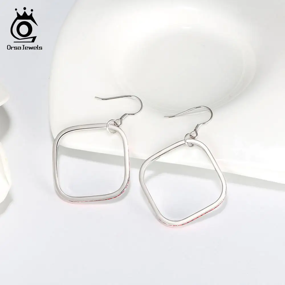 Серьги-капли ORSA JEWELS красочные длинные серьги из циркония Твердые 925 пробы серебряные женские квадратные стильные АААА новейшие ювелирные изделия SE158